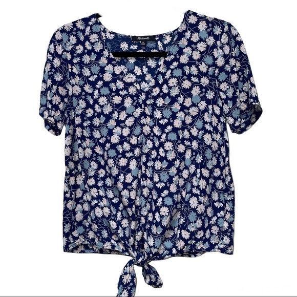 Madewell Tops - Madewell Blue Novel Tie-Front Top in French Floral Extra Small XS